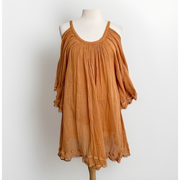 Talisman Dresses & Skirts - Talisman Australia Women’s Sz S Santiago Tumeric Gold Gauzy Dress Hippie Fairy